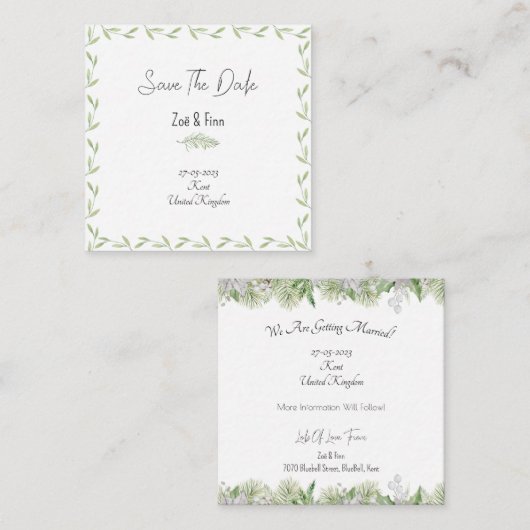 Card (6,3 cm x 6,3 cm) - Save The Date Notitiekaartje (Voorkant / Achterkant)