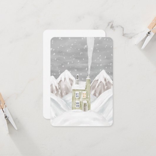 Card (8,9 x 12,7 cm) - Winter Scene (Voorkant / Achterkant in situ)