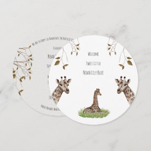 Card (Circle) - Birth Announcement Giraffe Kaart