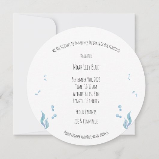 Card (Circle) - Birth Announcement Ocean Kaart (Achterkant)