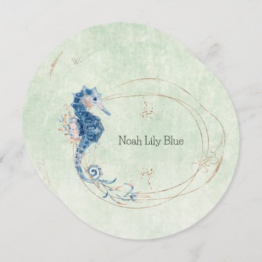 Card (Circle) - Birth Announcement Ocean Kaart (Voorkant / Achterkant)