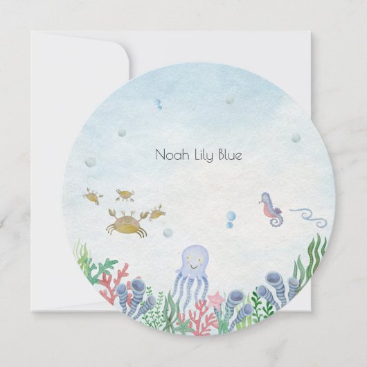 Card (Circle) - Birth Announcement Ocean Kaart (Voorkant)