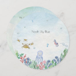 Card (Circle) - Birth Announcement Ocean Kaart