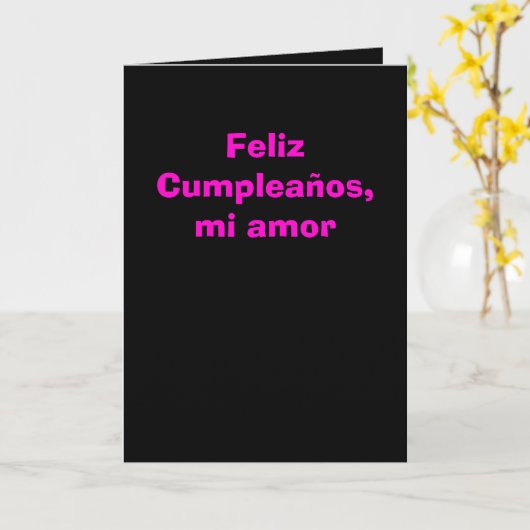 Card - Feliz Cumpleaños, mi amor - Rosa y negra Kaart (Gele Bloem)