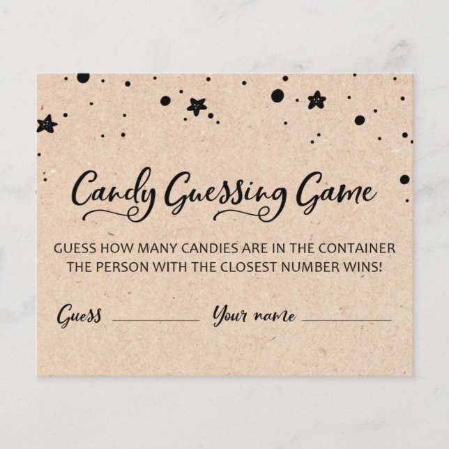 CARD Hoeveel snoepjes in de pot Baby Shower Spel (Voorkant)