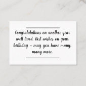 Card insert - Birthday Message - A Life Well Live Visitekaartje (Voorkant)