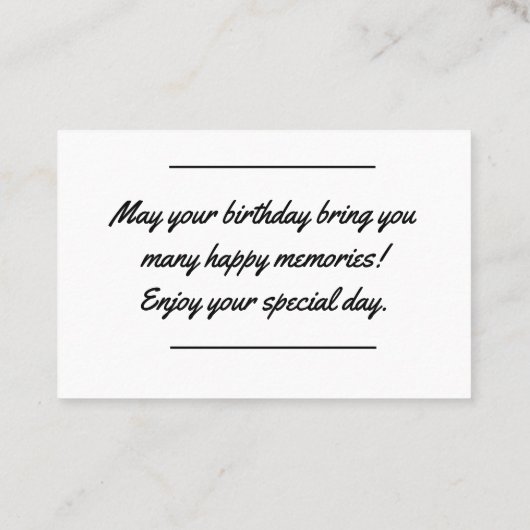 Card insert - Birthday Message Visitekaartje (Achterkant)