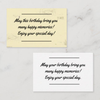 Card insert - Birthday Message Visitekaartje