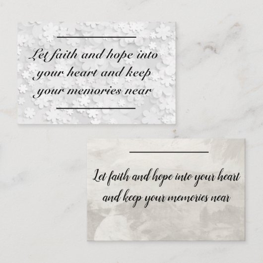 Card insert - Sympathie - condoléance 2 Visitekaartje (Voorkant / Achterkant)