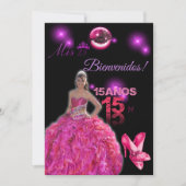 card of 15 black with fuxia bienvenidos kaart (Voorkant)