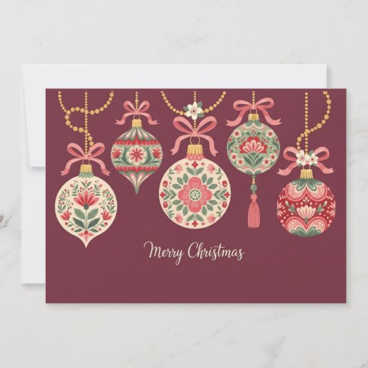 Card of Christmas Ornaments  With Floral Patterns Notitiekaartje (Voorkant)