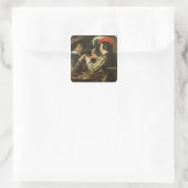 Card Players Vierkante Sticker (Tas)