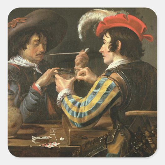 Card Players Vierkante Sticker (Voorkant)