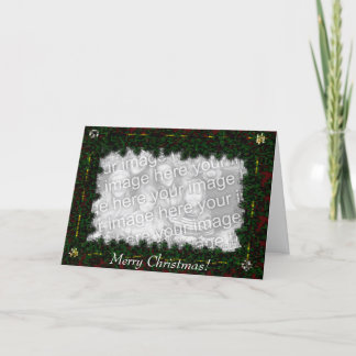 Card Template - Mosaic Christmas Pine & Bows Feestdagen Kaart
