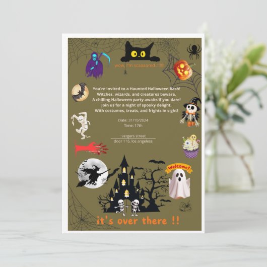 Card to an alooeen party kaart (Staand voorkant)