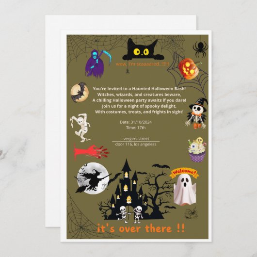 Card to an alooeen party kaart (Voorkant / Achterkant)