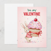 Card With Cute Bunny Hugs A Giant Cupcake  Feestdagenkaart (Voorkant / Achterkant)