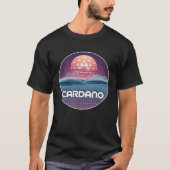 Cardano Cryptocurrency Digital Galaxy Sunset Moon T-shirt (Voorkant)