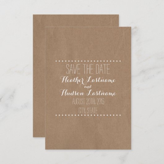 Cardboard geïnspireerde bruiloft bespaart datum save the date (Voorkant / Achterkant)