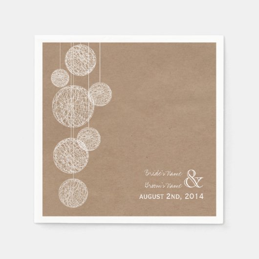 Cardboard geïnspireerde Twine Wereldbollen bruilof Servetten (Voorkant)