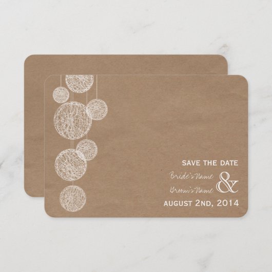 Cardboard geïnspireerde wijn Wereldbollen sparen d Save The Date (Voorkant / Achterkant)