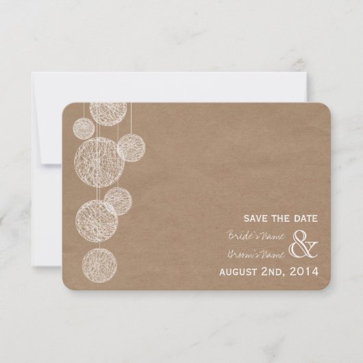 Cardboard geïnspireerde wijn Wereldbollen sparen d Save The Date (Voorkant)