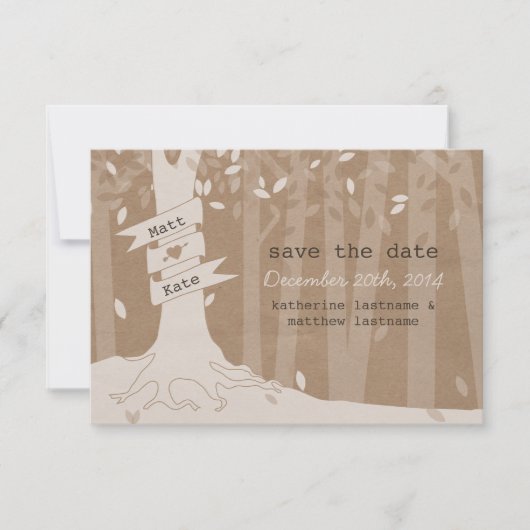 Cardboard Kijk Woodland Wedding Save the Date (Voorkant)