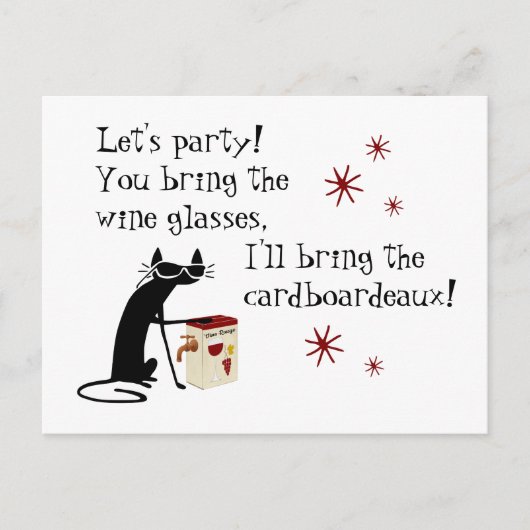 Cardboardeaux voor Box Wine Funny Quote Cat Briefkaart (Voorkant)
