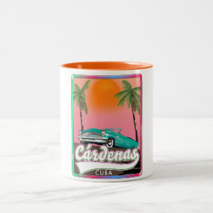 Cárdenas Cuba vintage reisposter Tweekleurige Koffiemok