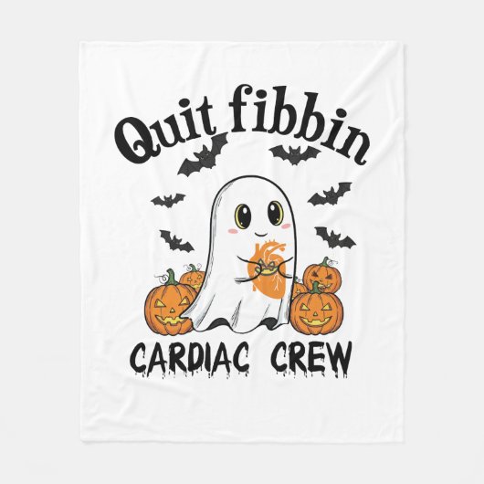 Cardiac Crew Funny Boo-Ghost Pumpkin Fleece Deken (Voorkant)