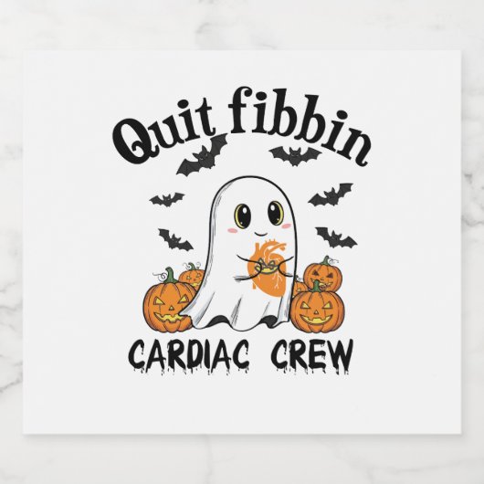 Cardiac Crew Funny Boo-Ghost Pumpkin Sparkling Wijnetiket (Enkel label)