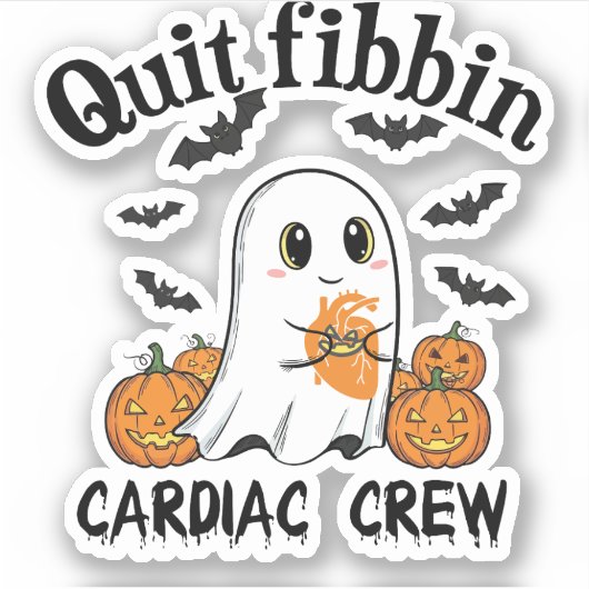 Cardiac Crew Funny Boo-Ghost Pumpkin Sticker (Voorkant)