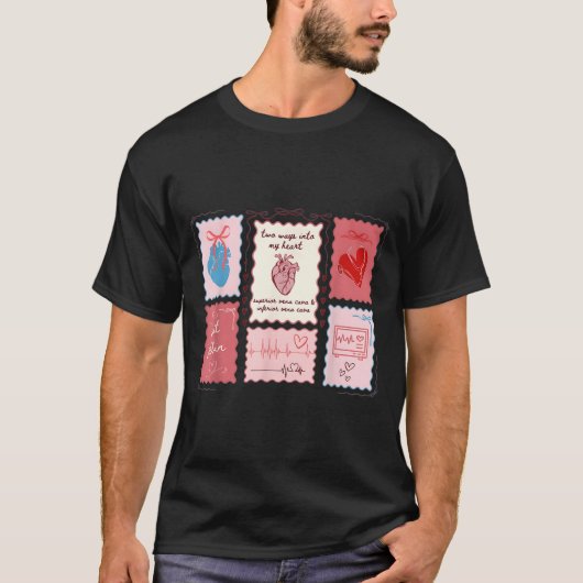Cardiac Nurse Scalloped Stamp Heart Anatomy Coquet T-shirt (Voorkant)