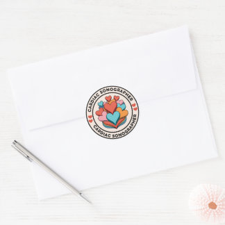 Cardiale Sonograaf Gestapelde Hartstickers Ronde Sticker
