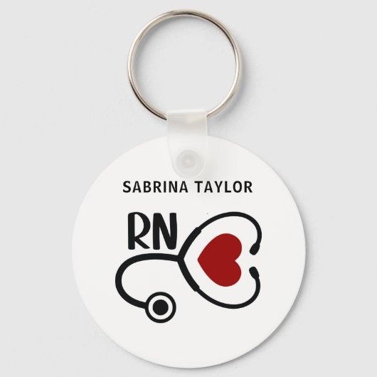 Cardiale zures Heart Stethoscoop RN Notitieboek Sleutelhanger (Voorkant)