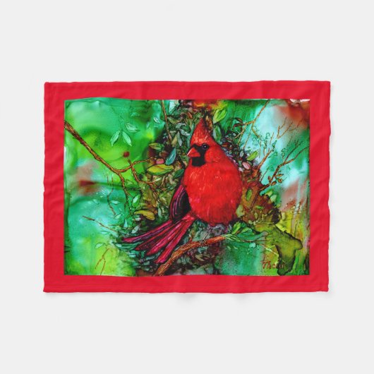 Cardianl in de boom fleece deken (Voorkant (Horizontaal))