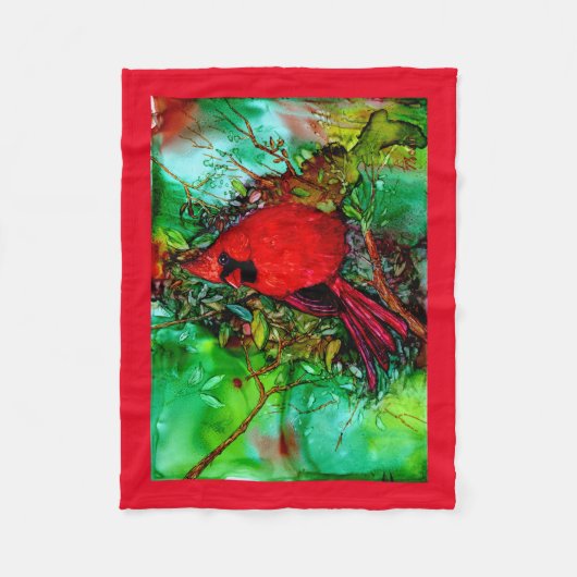 Cardianl in de boom fleece deken (Voorkant)