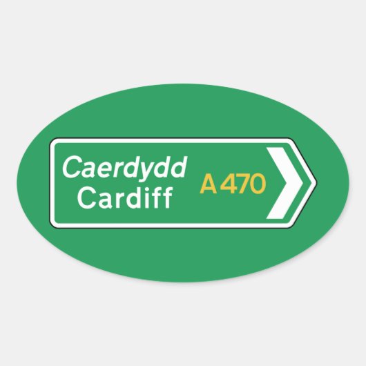 Cardiff, Britse verkeersbord Ovale Sticker (Voorkant)