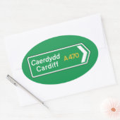 Cardiff, Britse verkeersbord Ovale Sticker (Envelop)