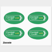 Cardiff, Britse verkeersbord Ovale Sticker (Vel)