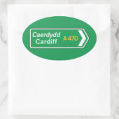 Cardiff, Britse verkeersbord Ovale Sticker (Tas)