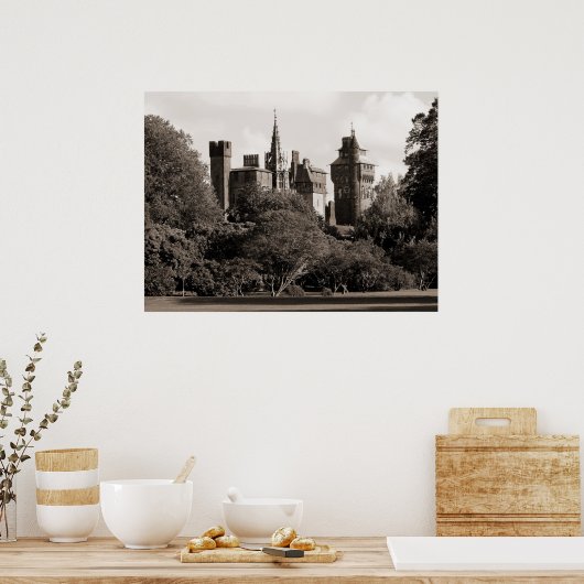 Cardiff Castle II - Sepia Poster (Keuken)