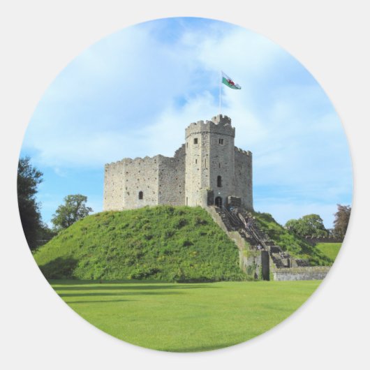 Cardiff Castle Keep II Ronde Sticker (Voorkant)