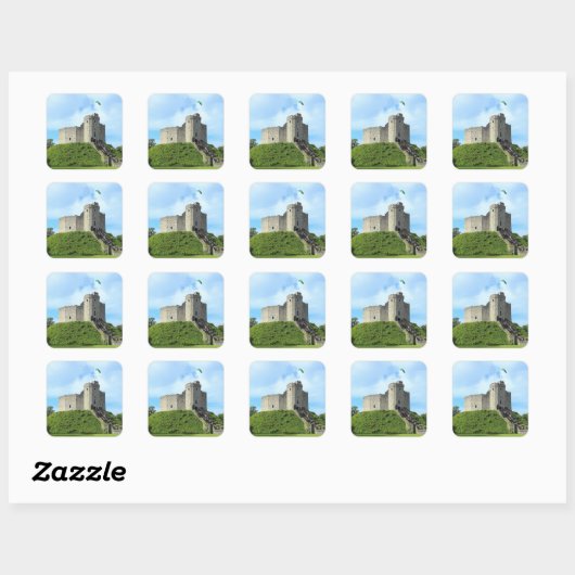 Cardiff Castle Keep Vierkante Sticker (Vel)