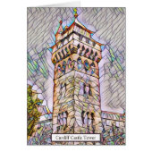Cardiff Castle Tower Abstracte digitale kunst (Voorkant)