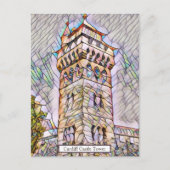 Cardiff Castle Tower Abstracte digitale kunst Briefkaart (Voorkant)