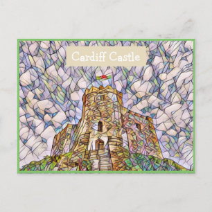 Cardiff Castle, Wales, UK Mosaic Effect Briefkaart