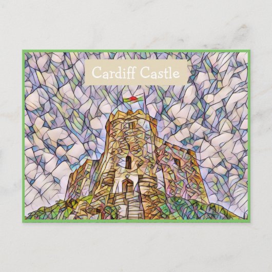 Cardiff Castle, Wales, UK Mosaic Effect Briefkaart (Voorkant)