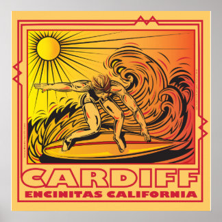 CARDIFF DOOR HET ZEE ENCINITAS CALIFORNIA SURFING POSTER