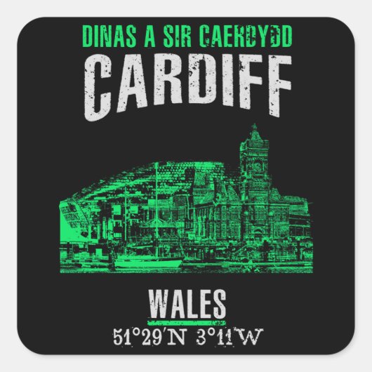Cardiff Vierkante Sticker (Voorkant)